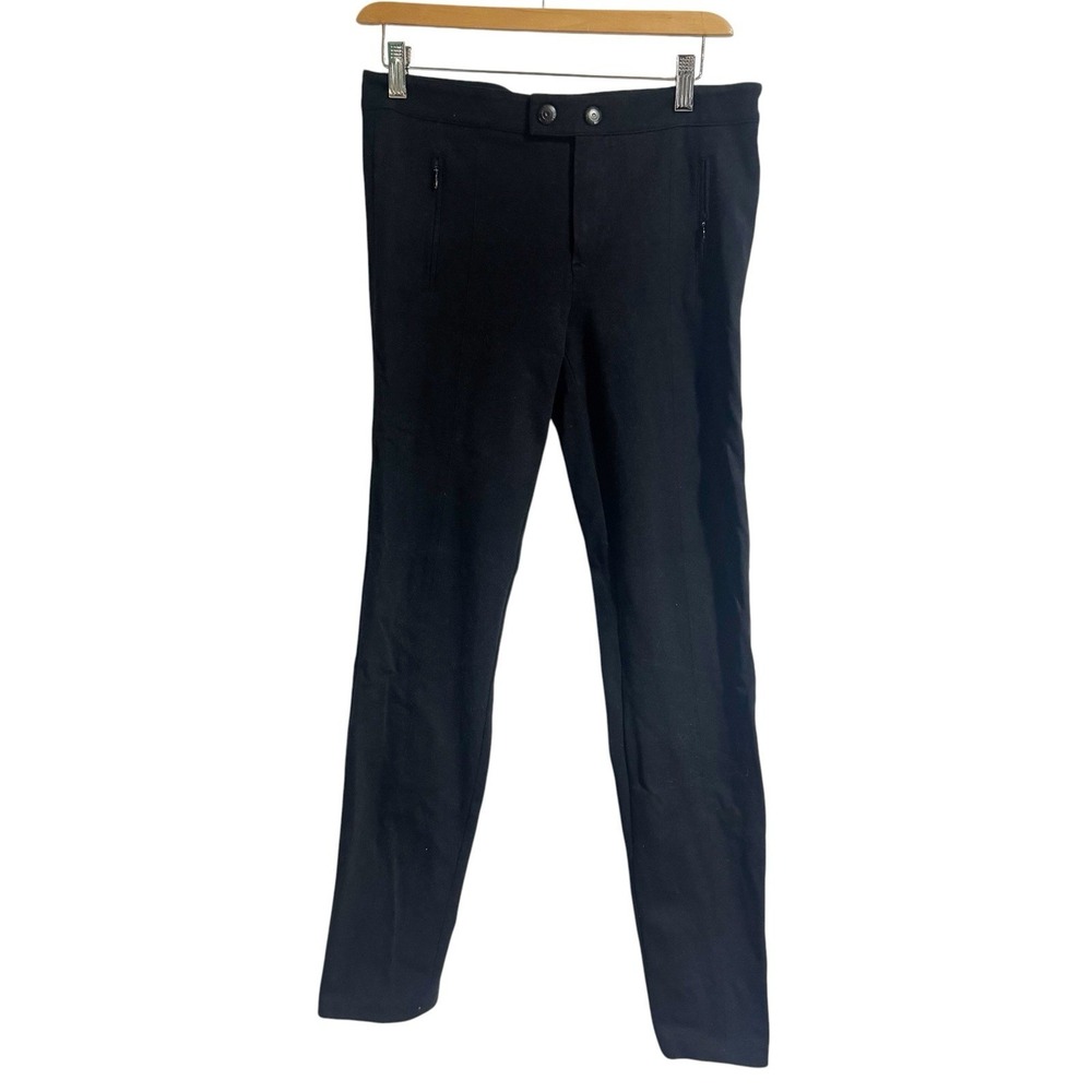 Vince Double Stitch Front Seam Stretch Knit Ponte Trouser Slim Pants Black Sze 8